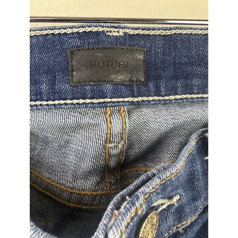 MOTHER The Vamp Distressed Jeans Rough It Up Wash Blue Denim Mid Rise Skinny 28 - Picture 13 of 14